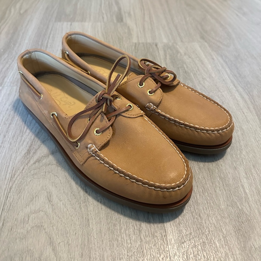 NWOT Sperry Gold Cup Cross Boat Shoes 11M Tan